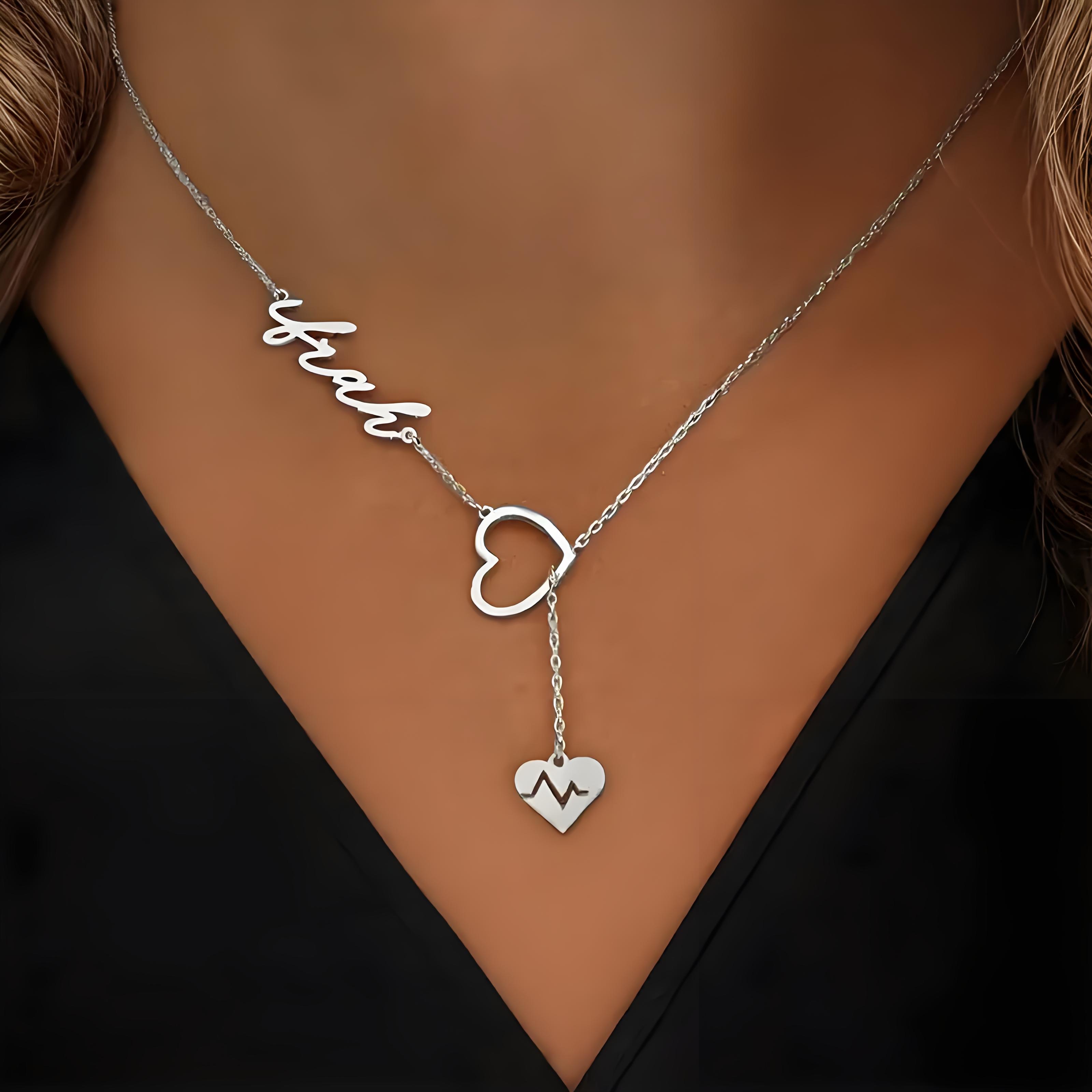 Personalized Couple Heartbeat  - Birth Flower Necklace ulasan dan harga